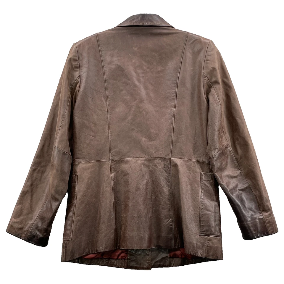 Chaqueta de Cuero Classiques Entier Mujer Mediana Marrón Corpcore Moto Años 90 Ropa de Calle Foto 2 de 4