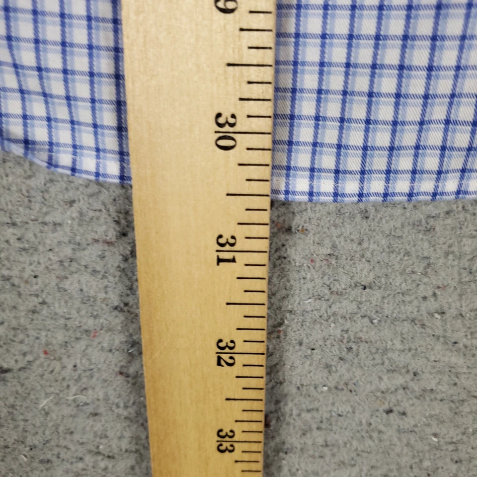 Camisa Polo Ralph Lauren Para Hombre Mediana Azul Blanca A Cuadros Fácil Cuidado Algodón Elástico Foto 4 de 4