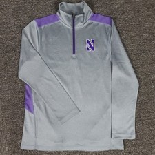 Northwestern Wildcats Jacket Men Small Gray Champion 1/4 Zip Mock Neck NCAA Team
