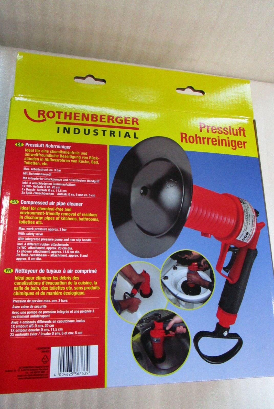 Rothenberger Industrial - Pressluft Rohrreiniger - 4-Gummiaufsätze - 1500000006