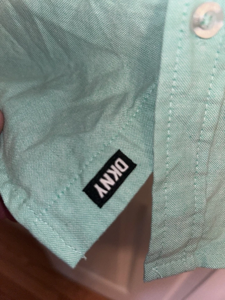 Camisa DKNY de lino verde menta para niños jóvenes L 14/6 Foto 2 de 4