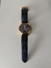 Fossil chronograph watch navy blue leather rose gold