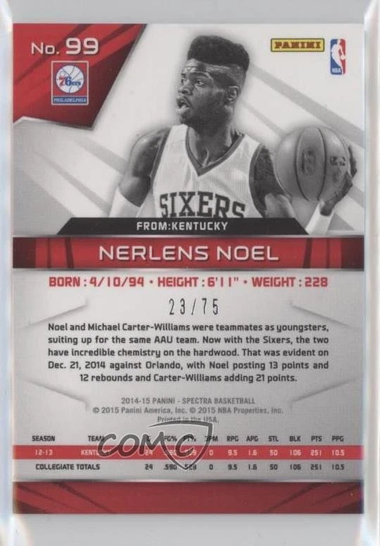2014-15 Panini Spectra /75 Nerlens Noel #99 - Image 2 of 2