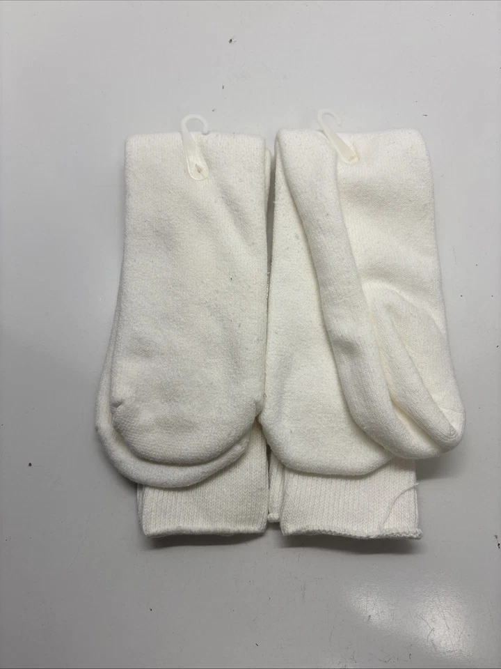 2 calcetines de tubo de media pantorrilla Twin City vintage para hombre blancos talla 8-12 mezcla de algodón Foto 4 de 4
