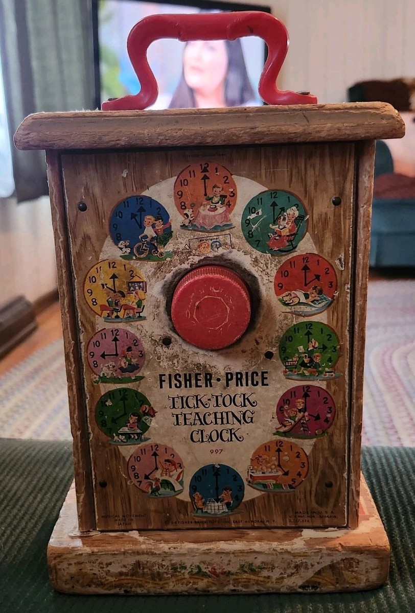 Vintage Fisher Price Toys Musical Tick Tock Teaching Clock 1964