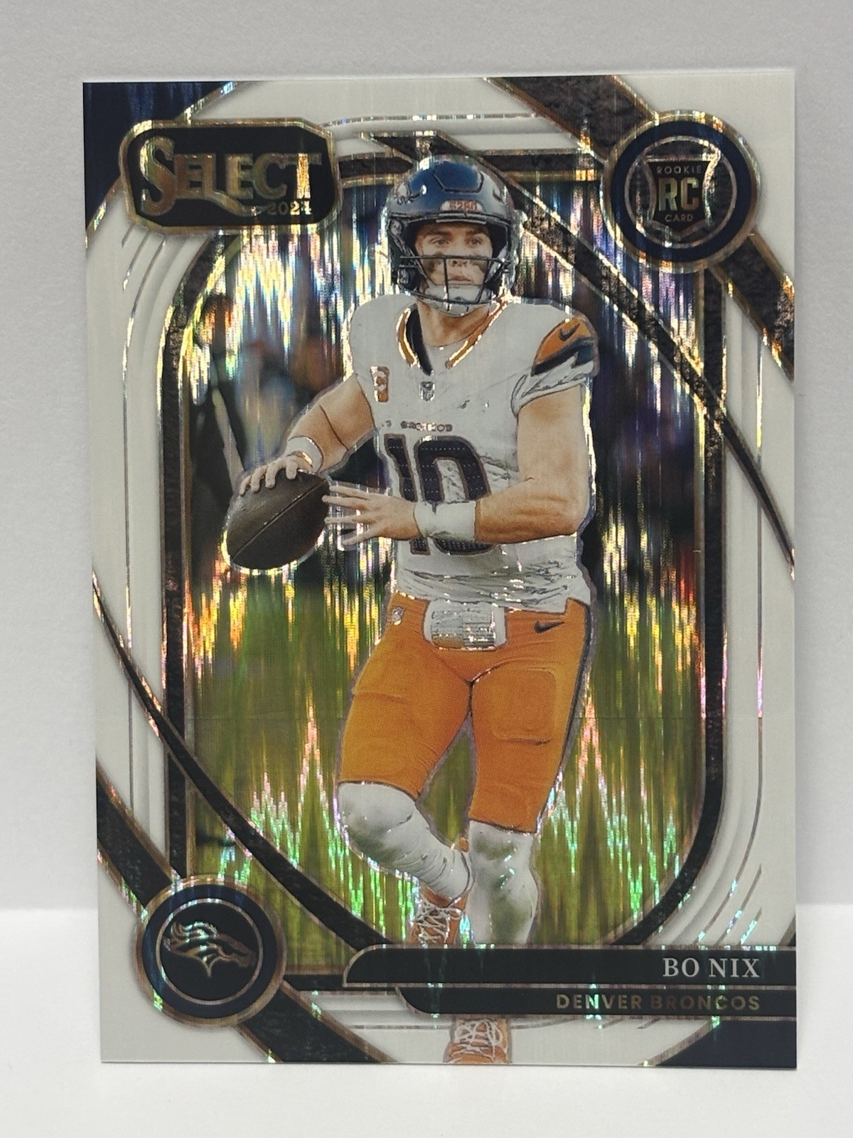 2024 Panini Select - Club Level Bo Nix #221 White Shock Prizm /199 (RC)