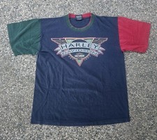 Vintage 90s Harley-Davidson Multi Color Block Single Stitch Shirt Made In USA L