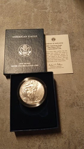 2011-American Eagle W-Mint Mark-Burnished-With All Mint Packaging-Silver