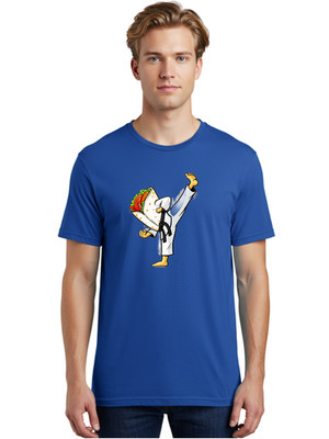 Taco-Karate-1 Mens Graphic Tee, 100% Cotton, Casual Summer Wear