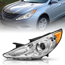 FOR 2011 2012 2013 2014 HYUNDAI SONATA CHROME HALOGEN HEADLIGHT LEFT DRIVER SIDE