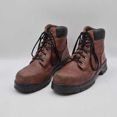 Wolverine Work Boots Mens Size 7.5 Brown Leather Safety Toe EH 6 Inch Lace Up