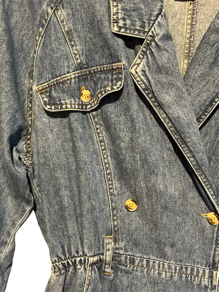 Maxi denim vintage con botones de doble botonadura talla 10 Foto 3 de 4