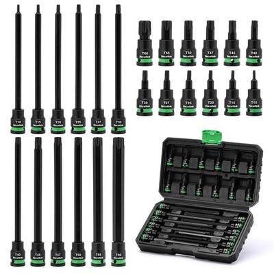 3/8'' Drive Impact Torx Bit Socket Set Extra Long Torx Socket S2 Alloy Steel Star