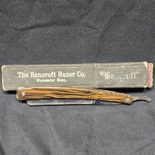 Navaja recta Bancroft vintage hecha en EE. UU. mango decorativo herramienta de peluquero Worcester