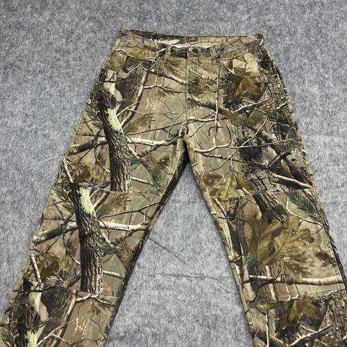 Wrangler Jeans Mens 34x30 Green Camo Straight Double Knee Realtree Fits 34x27 - Picture 2 of 15