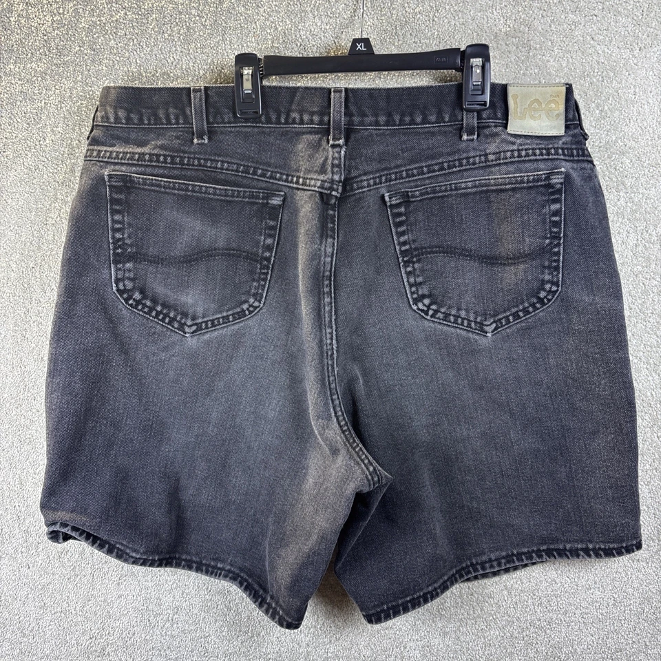 Pantalones Cortos De Colección Lee Dad Para Hombre Talla 40x8 Desteñidos Negros Denim Años 90 Pierna Ancha Foto 3 de 4