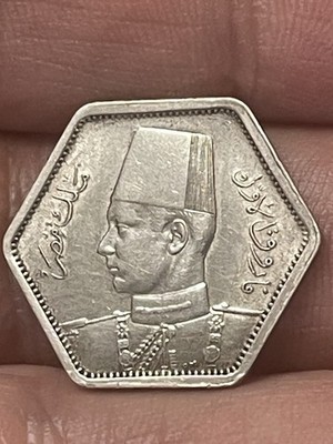 1944 Egypt 2 Piastres Silver King Farouk Higher Grade UNC  COIN
