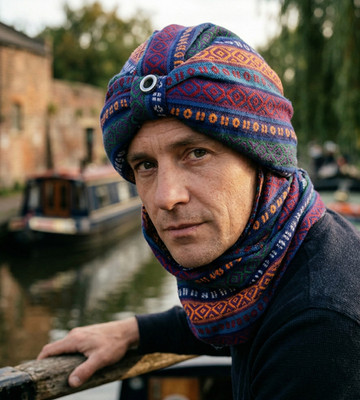 Traditionelle ethnische Pashmina Mütze mit Schal, Handarbeit Fez/Fes Nomadenmütze