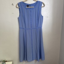 Talbots Sleeveless 100% Silk Blue Dress SZ 10