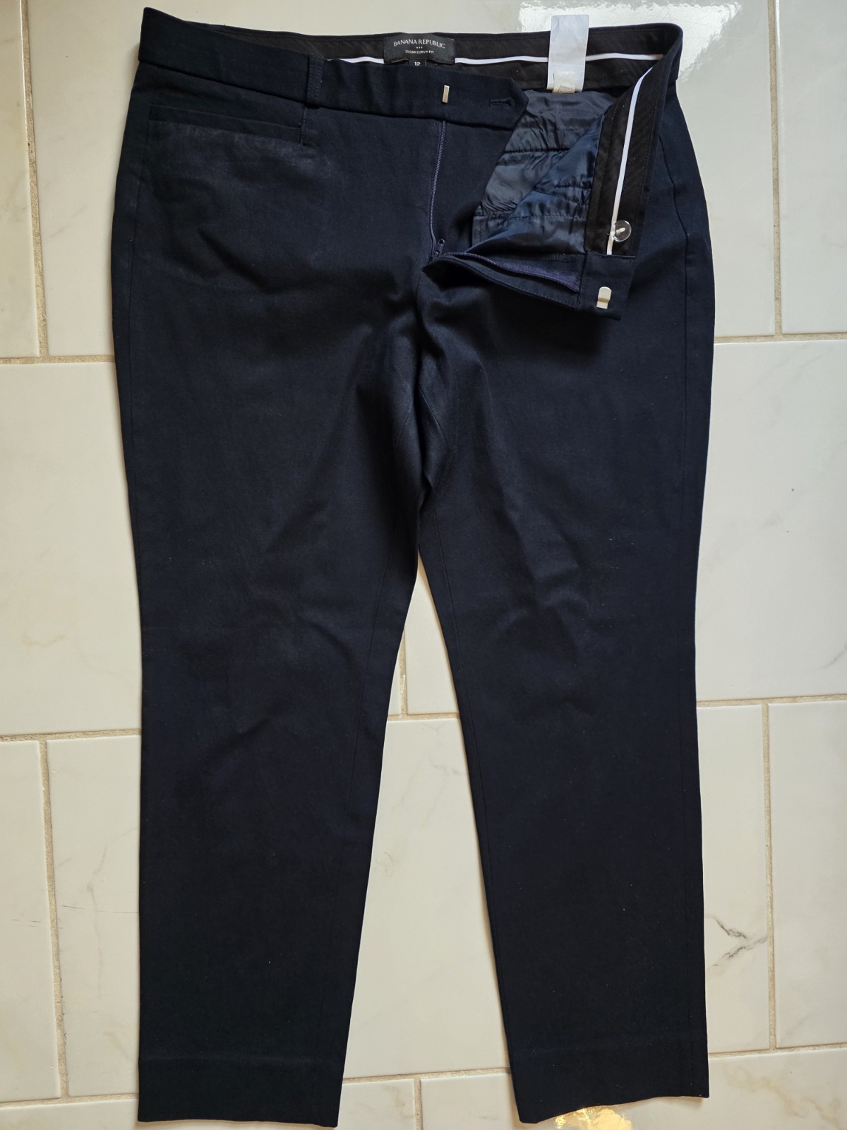 Banana Republic Sloan Curvy Fit Pants Women's 12 Navy Blue