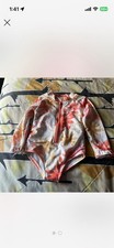 Carter s Pink Orange Rash Guard Swimsuit Floral Long Sleeve Zipper