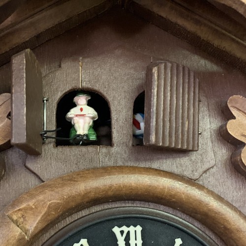 ATQ Schatz Black Forest German Hand Carved Walnut 20" Hunter Cuckoo Clock 1 Day - Picture 8 of 21