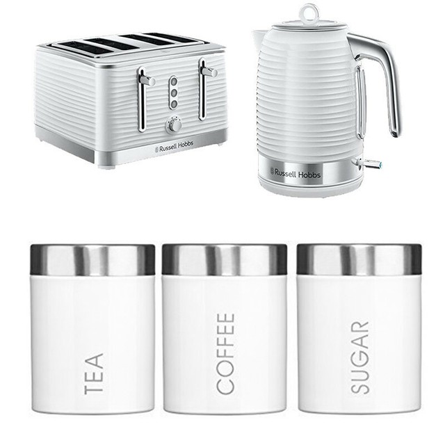 white coffee tea sugar canisters