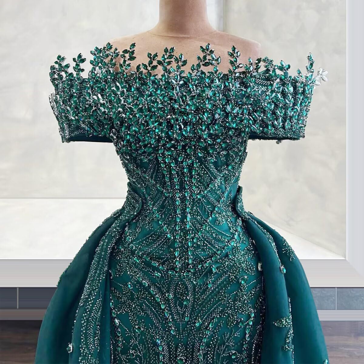 Off Shoulder Evening Gowns Diamond Beaded Floor Length Prom Cocktail Dresses  | eBay