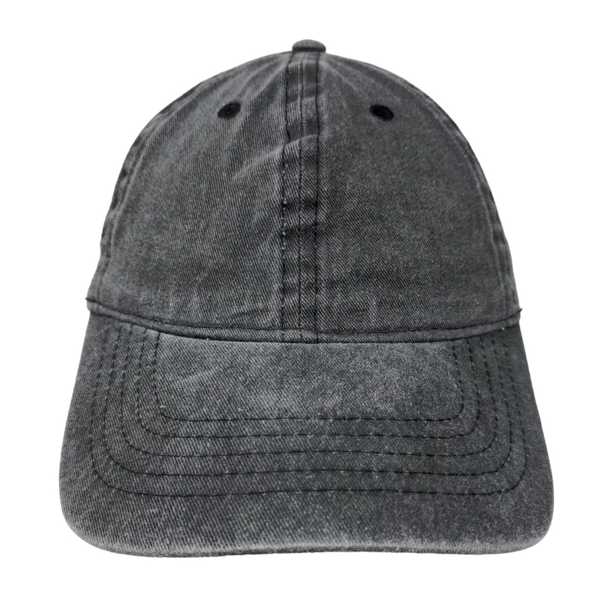 Unbranded Strapback Hat Black Soot Gray OSFM Adjustable
