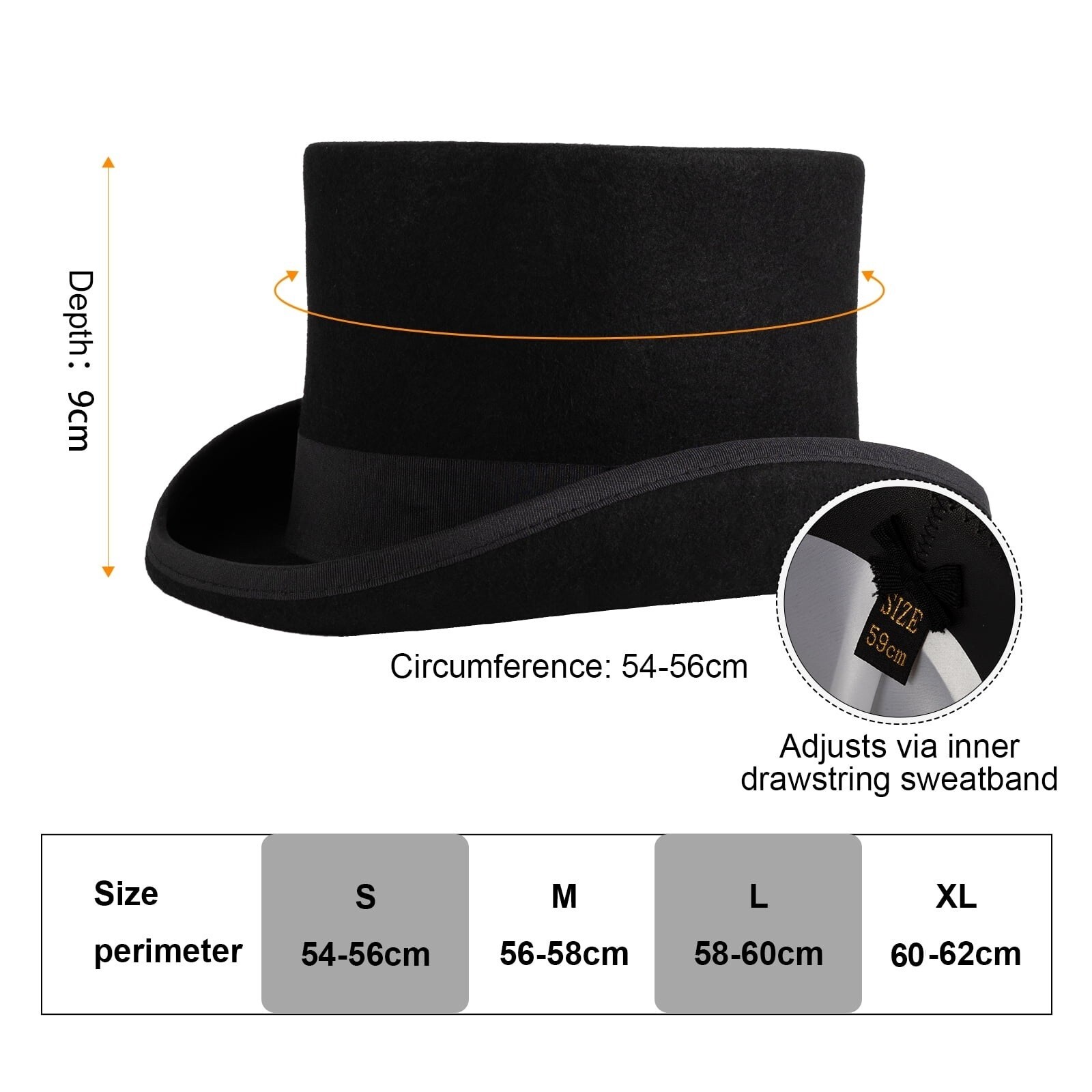 Cappello A Cilindro Con Paillettes, Bastone Da Danza E Papillon