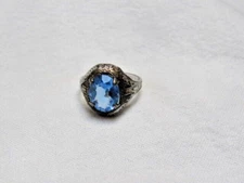 Ostby Barton Sterling Silver Ring Blue Faux Sapphire Sz. 5-1/4