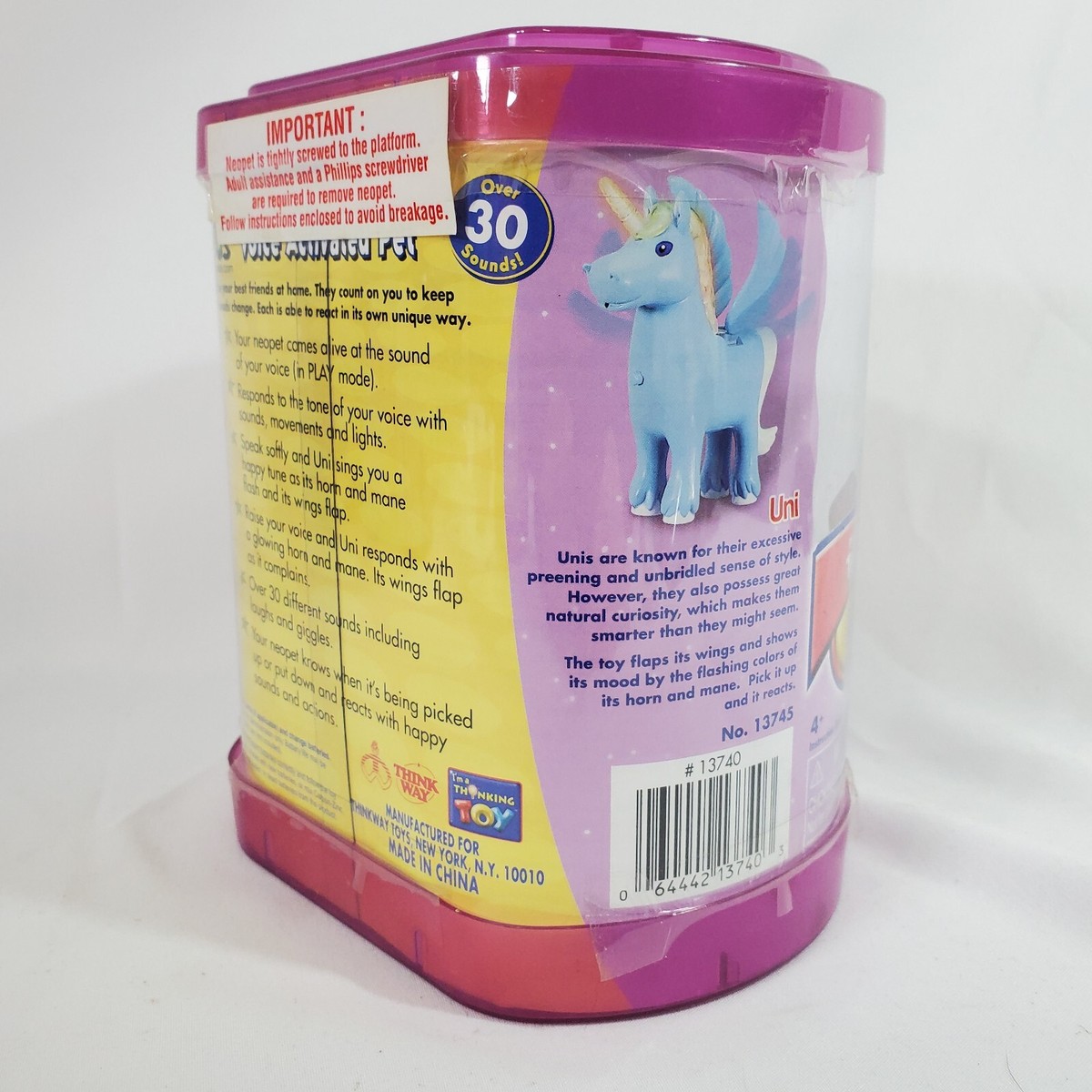Blue UNI Unicorn Neopets VOICE ACTIVATED Thinkway 2002 SEALED BOX