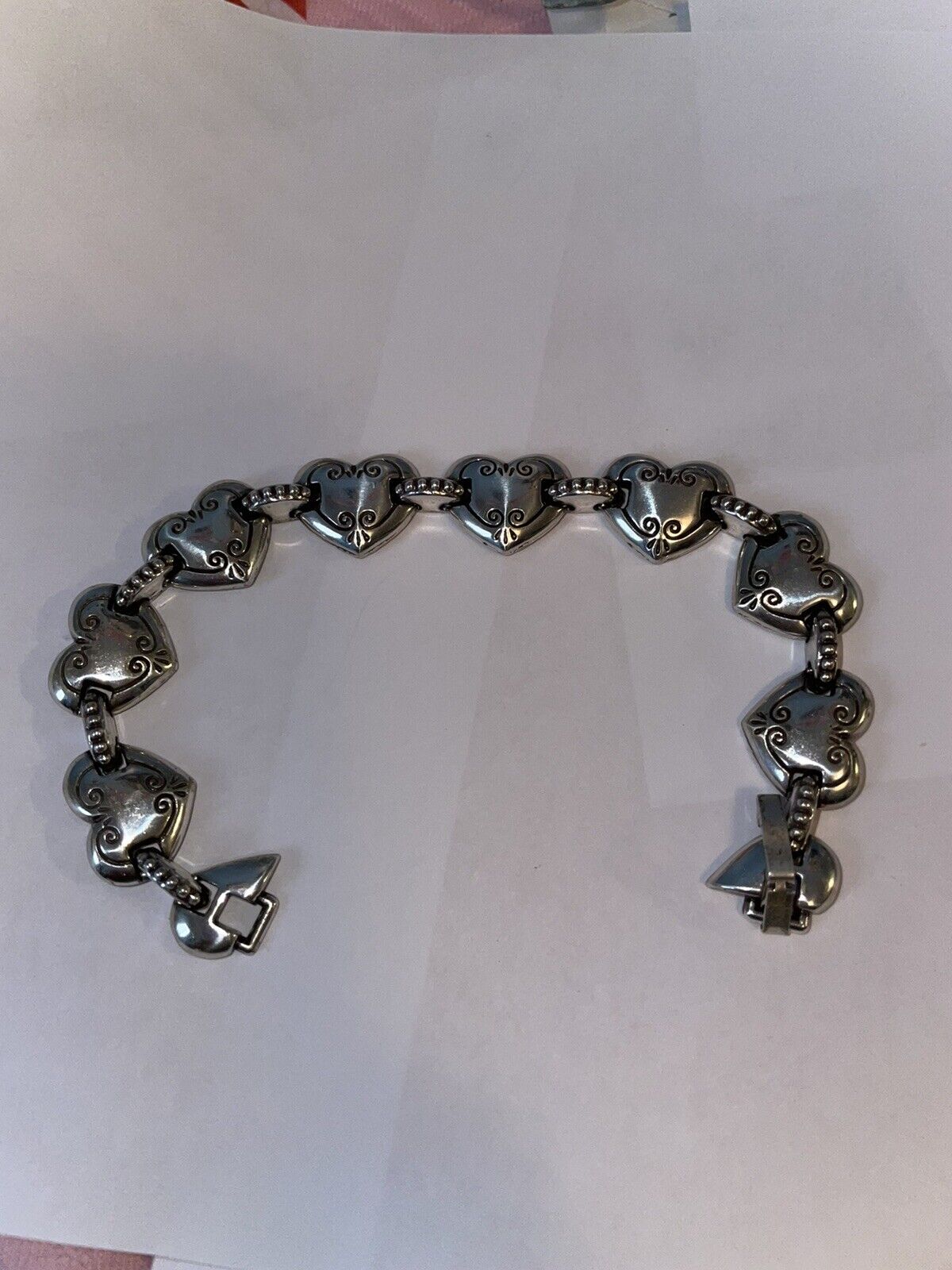 Brighton Vintage Silver Tone Hearts 7”  Bracelet/ - image 2