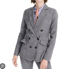 NWT J. Crew Glen Plaid Ruffle Pocket Blazer In Classic Grey Plaid J5630 Size 12