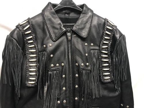 Leather Gallery Western Fringe Beaded Women's Motorcycle Biker Jacket Size XL - Picture 2 of 12