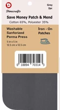 `Iron-On Mending Fabric Repair Patch 5 x 5 Inch Compare to Bondex - Grey