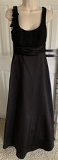David's Bridal bridesmaid Wedding party dress gown black satin a-line taffeta 4