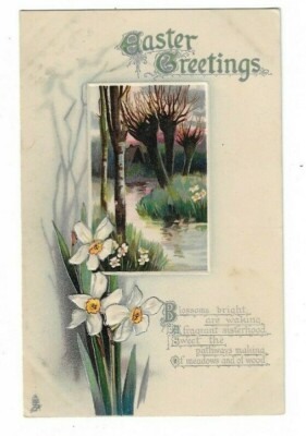 Ostergrüße, Biesen geprägte Postkarte.