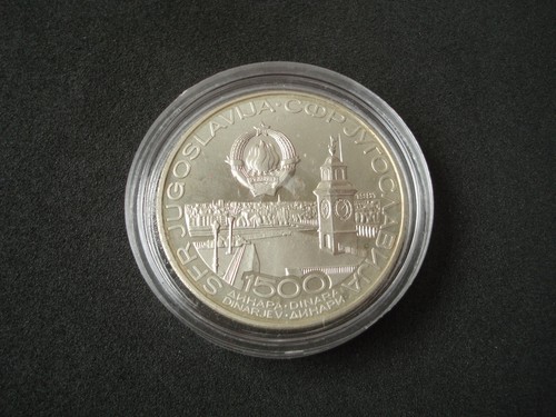 Jugoslawien, 1500 + 1000 + 500 Dinara Set, 1981, Silber, SPENS, Tischtennis - Bild 3 von 10