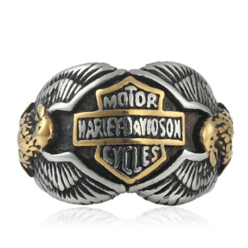Anello da uomo moto club biker punk eagle argento acciaio inox taglia 7-13 - Foto 3 di 9