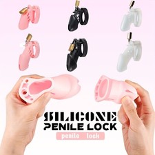 Restraint Men's Chastity Lock Device Lockdown Chastity Penis Cage Silicone GIFT