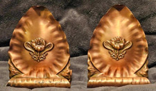 Pair Vintage Gregorian Copper Floral Bookends Made IN USA