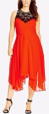 City Chic Plus Size Lace-Yoke Empire-Waist Dress (Size L = 20W - 22W)*