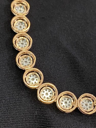 Pave 0,80 Cts Rotondo Brillante Taglio Naturale Diamanti Halo Collana In 14K Oro - Foto 12 di 12