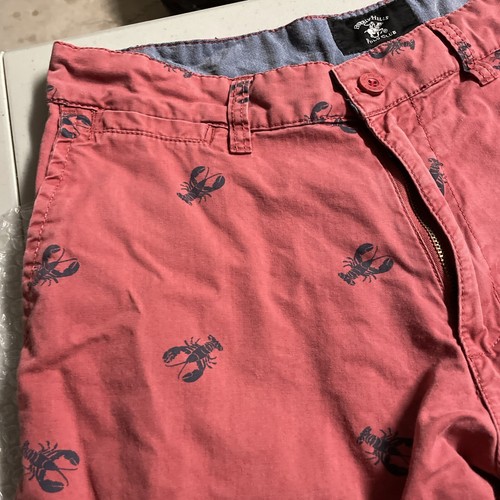 Beverly Hills Polo Club Lobster Print Khaki Casual Shorts Mens 32 Red Ocean Crab - Picture 3 of 18