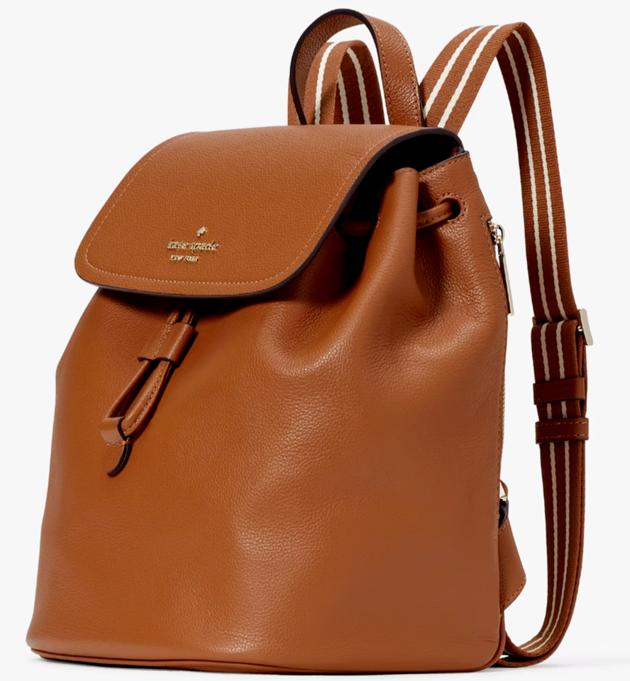 Kate Spade Rosie Medium Flap Backpack Brown Leather KB714  display picture 2