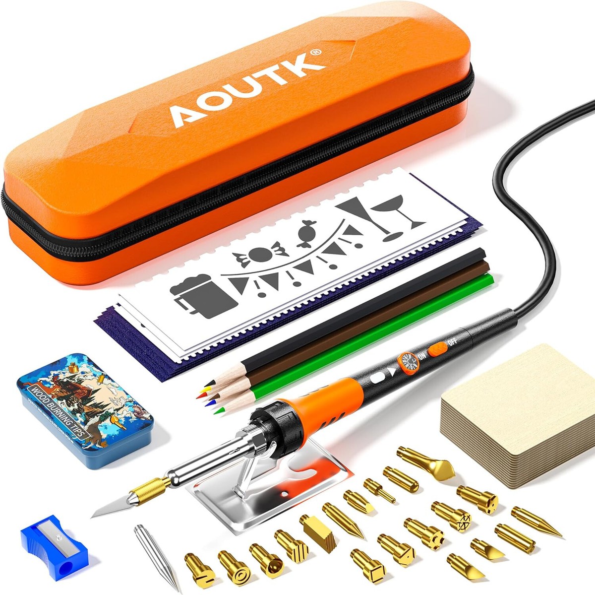 AOUTK Wood Burning Kit 72 pcs Wood Burning Tool with Temp 200~450°C Carving  DIY