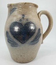 Rowe Pottery Works 7 inch Pitcher w/ Blue Heart