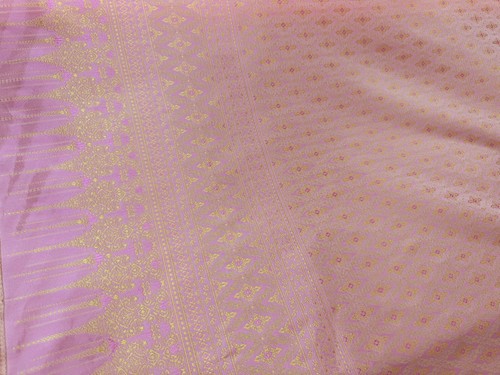 Pink Thai Silk Traditional Fabric Wedding Dress Silk Damask Pattern 40" Drape - Picture 4 of 8