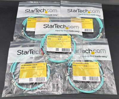 LOT OF 5 -STARTECH A50FBLCLC1 1m 10gb Aqua MM 50/125 Duplex Fiber Patch Cable